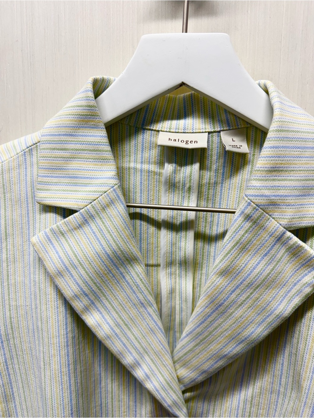 Halogen Matching Pastel Striped Blazer & Cropped Pants Set Size Large